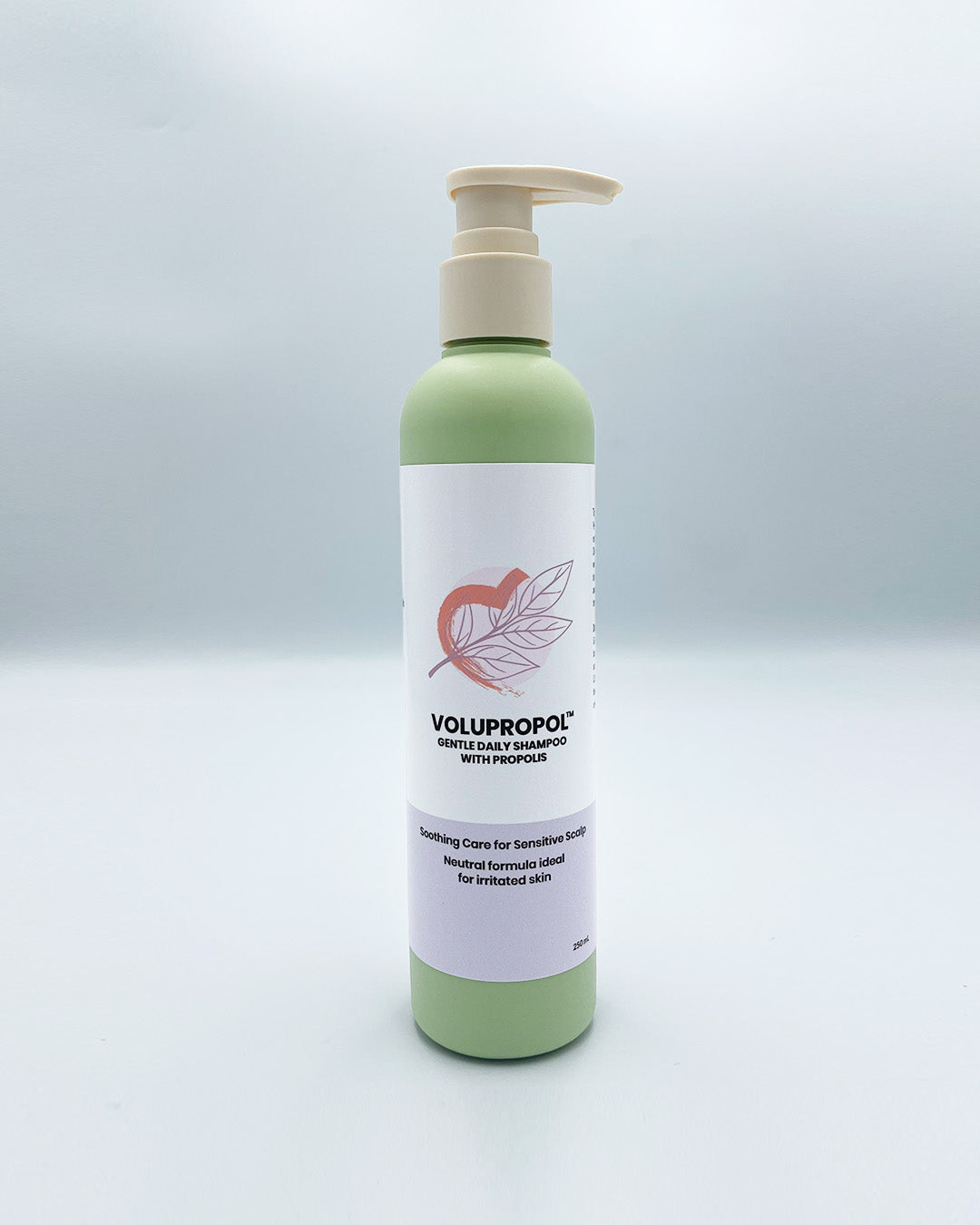 Volupropol Nurturing Scalp Shampoo bottle, a propolis-powered, sulfate-free formula for sensitive scalps and healthy hair.